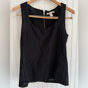 Banana Republic Black Eyelet Tank Top Size 4